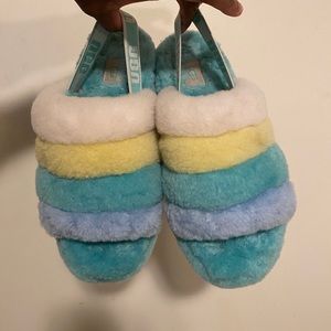 UGG FLUFF YEAH Green Fur Sheep Slides Slipper Sandal